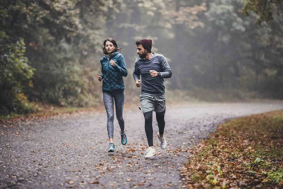 Couple running in the park