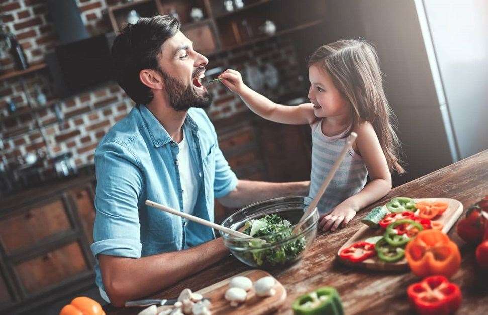 Father and Daughter cooking