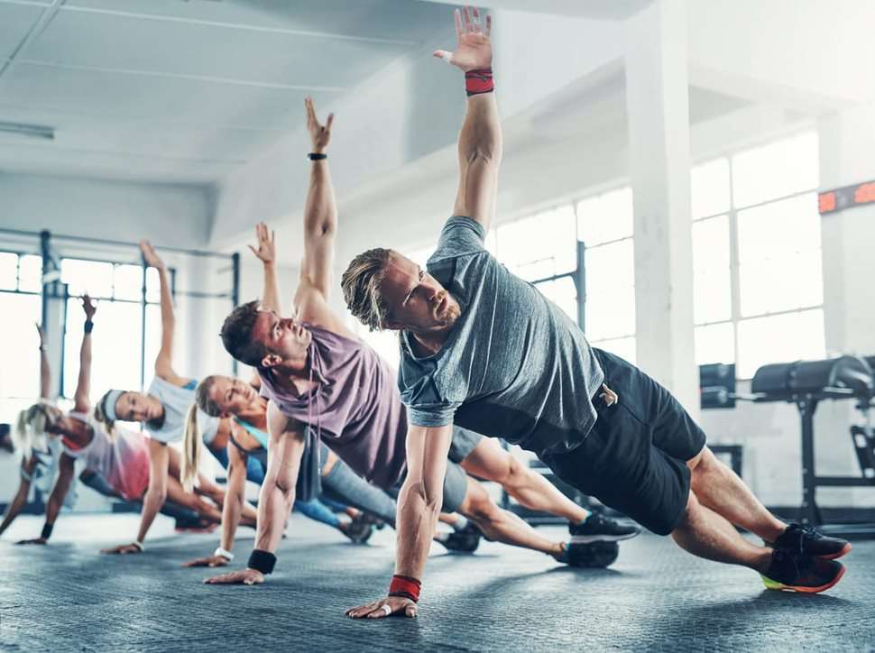 Group exercising in the gym