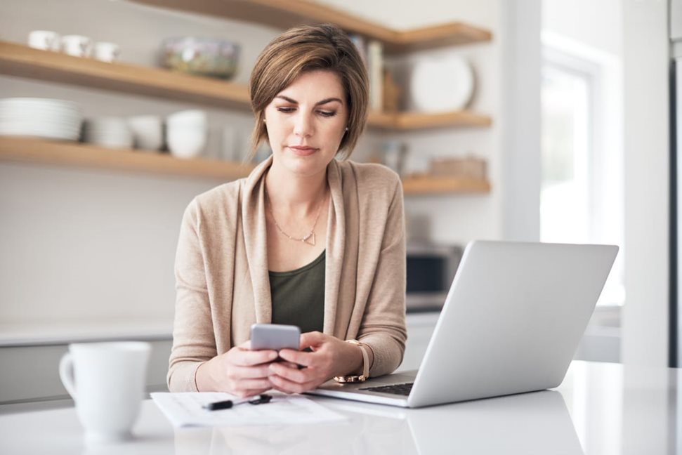 Woman working at home