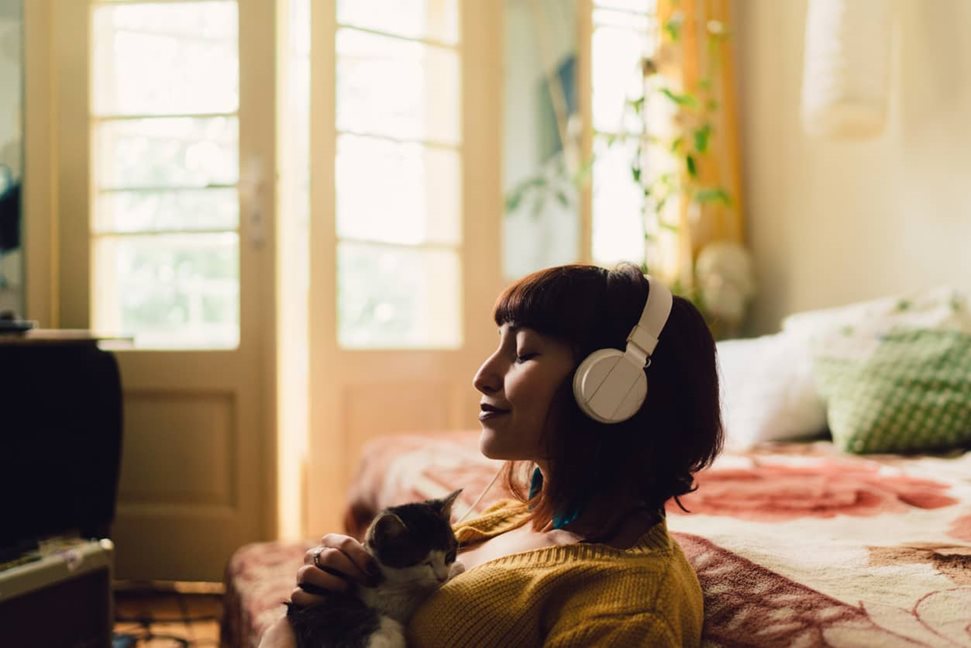 Woman listening to music