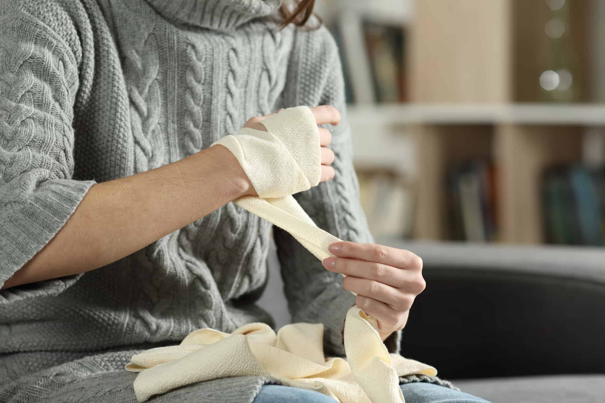 Woman with a sprained wrist