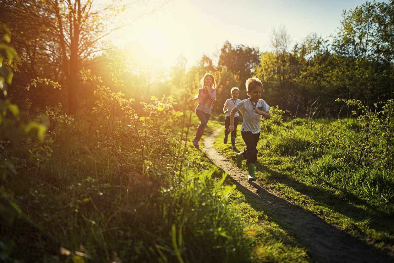 family playing outdoors