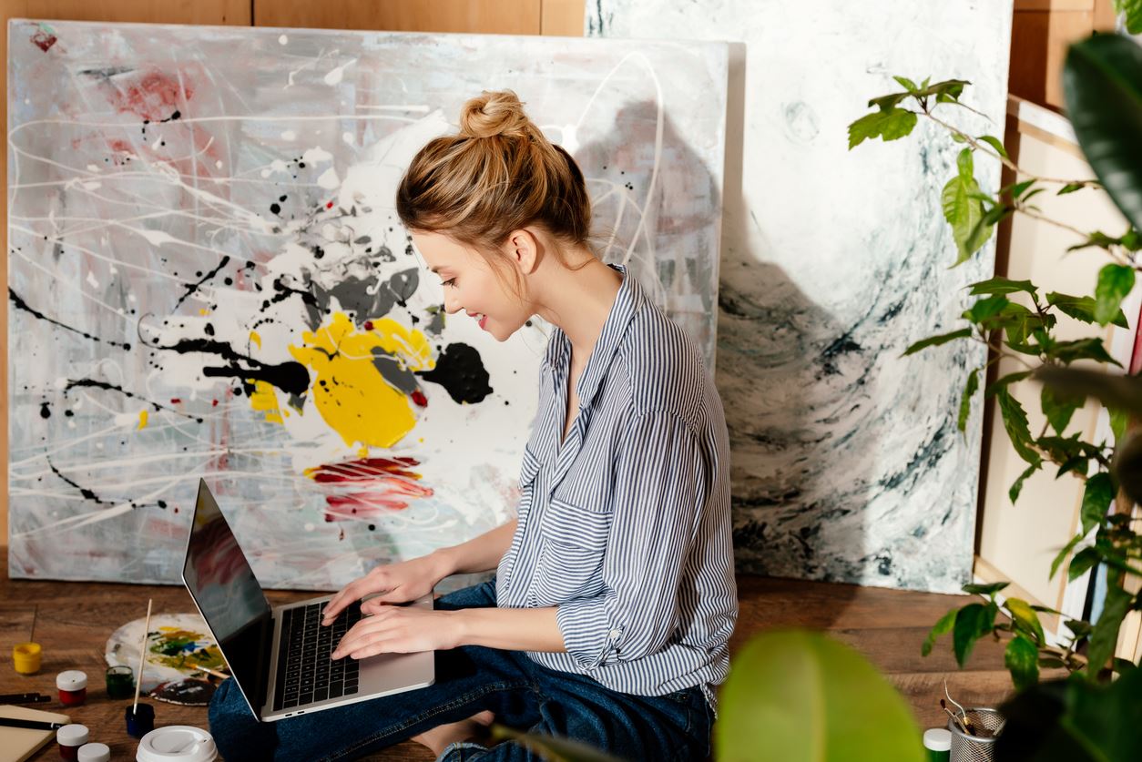 woman working on laptop