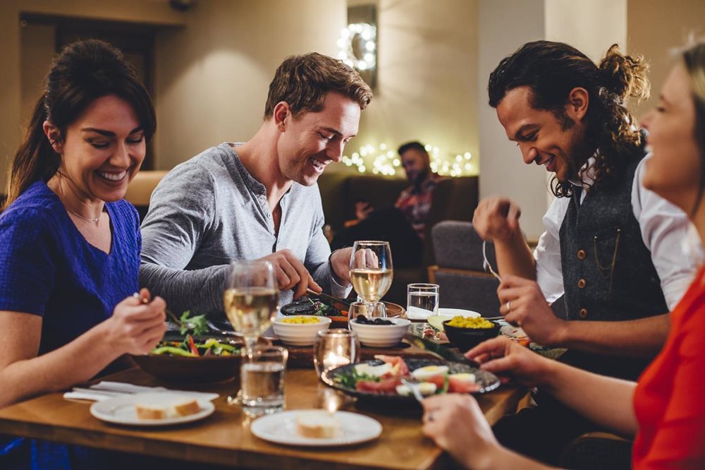 Friends enjoying a meal