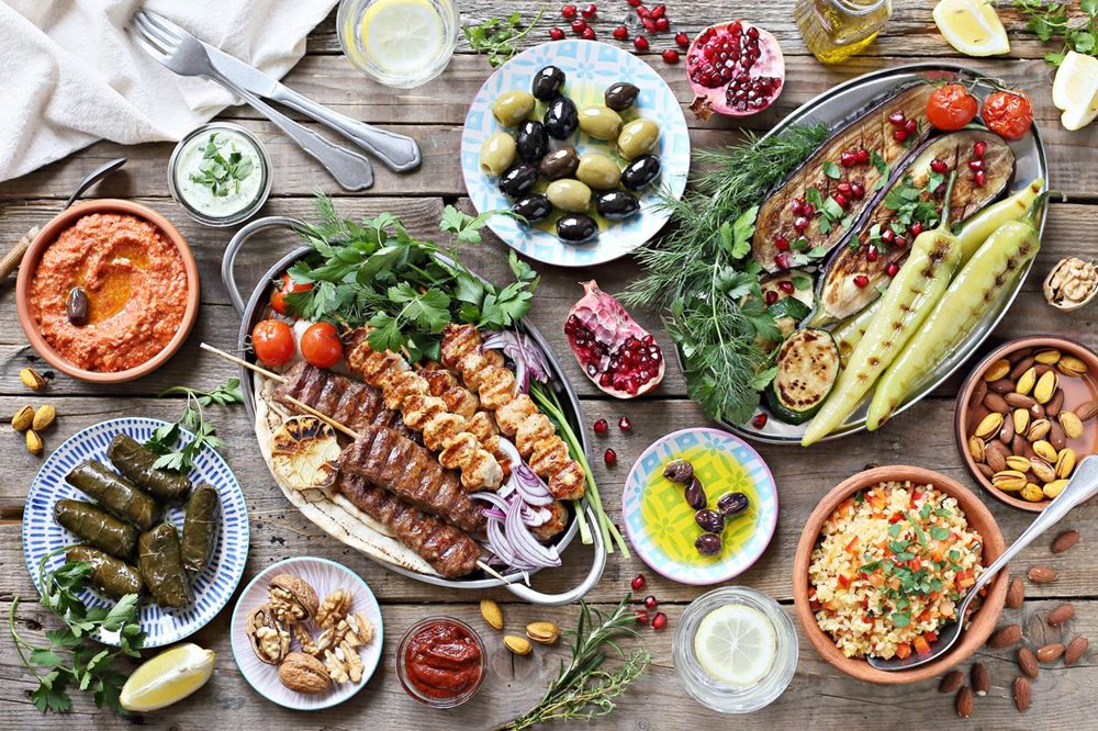 Table full of food, Mediterranean diet